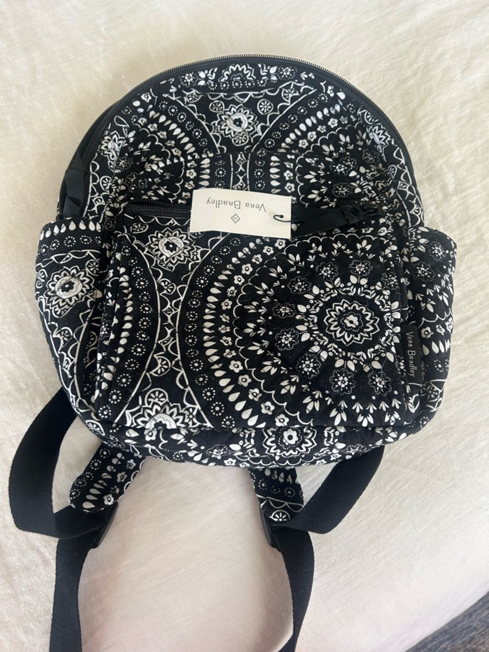 Vera Bradley Black & White Paisley Medallion Mini Backpack NWT
